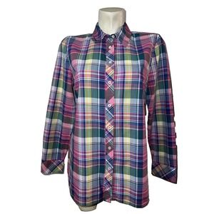 Talbots Women's Plaid Button Down Shirt Long Sleeve Size M